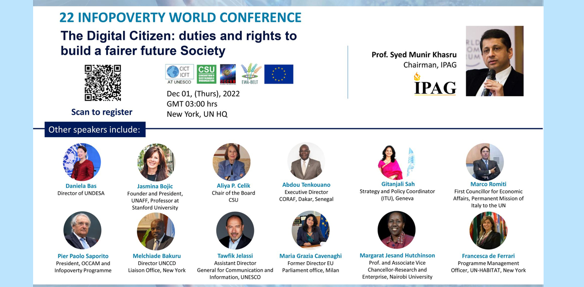 22 Infopoversty World Conference: The Digital Citizen: Duties and rights to build a fairer Society