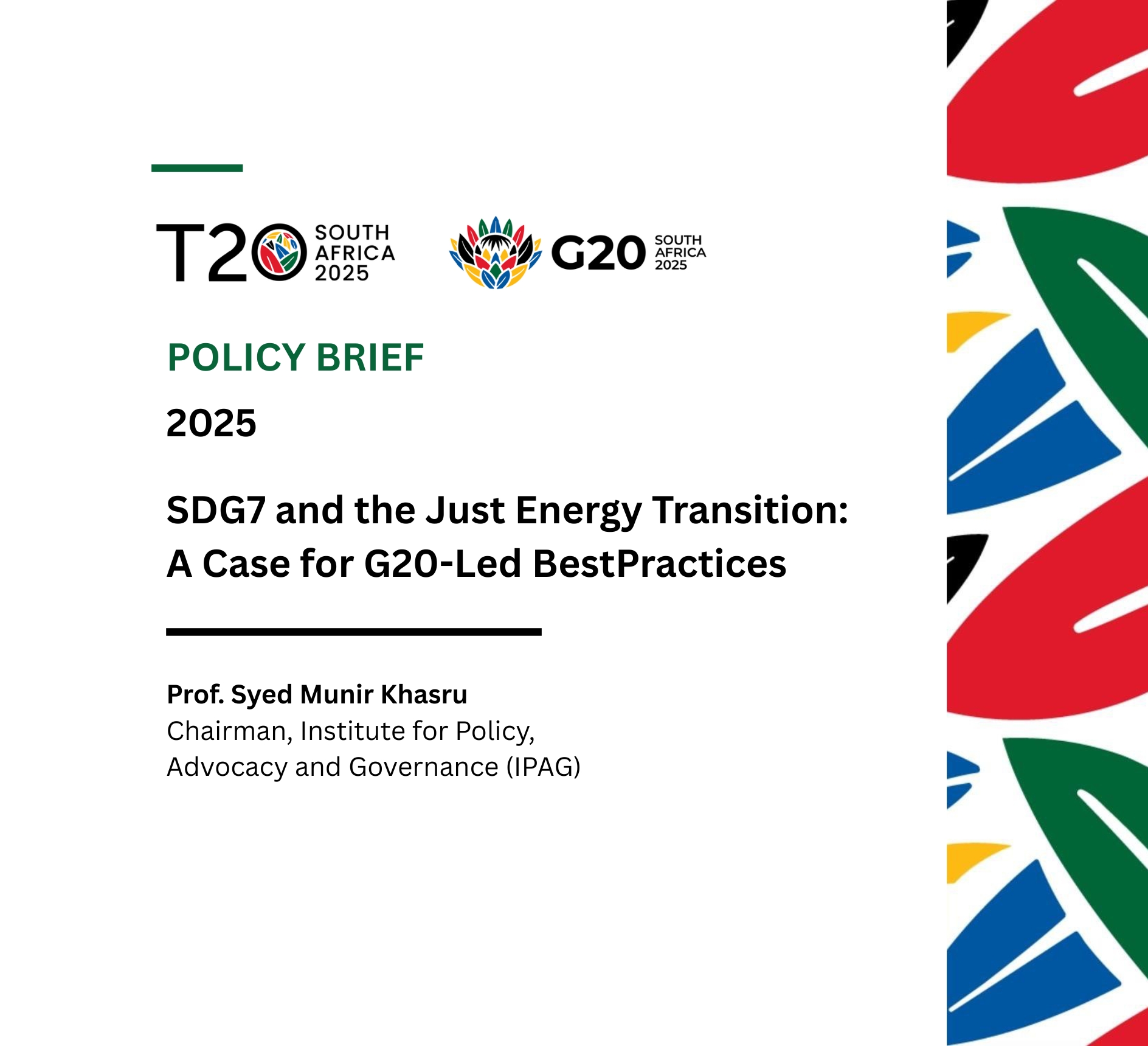SDG7 and the Just Energy Transition: A Case for G20-Led Best Practices